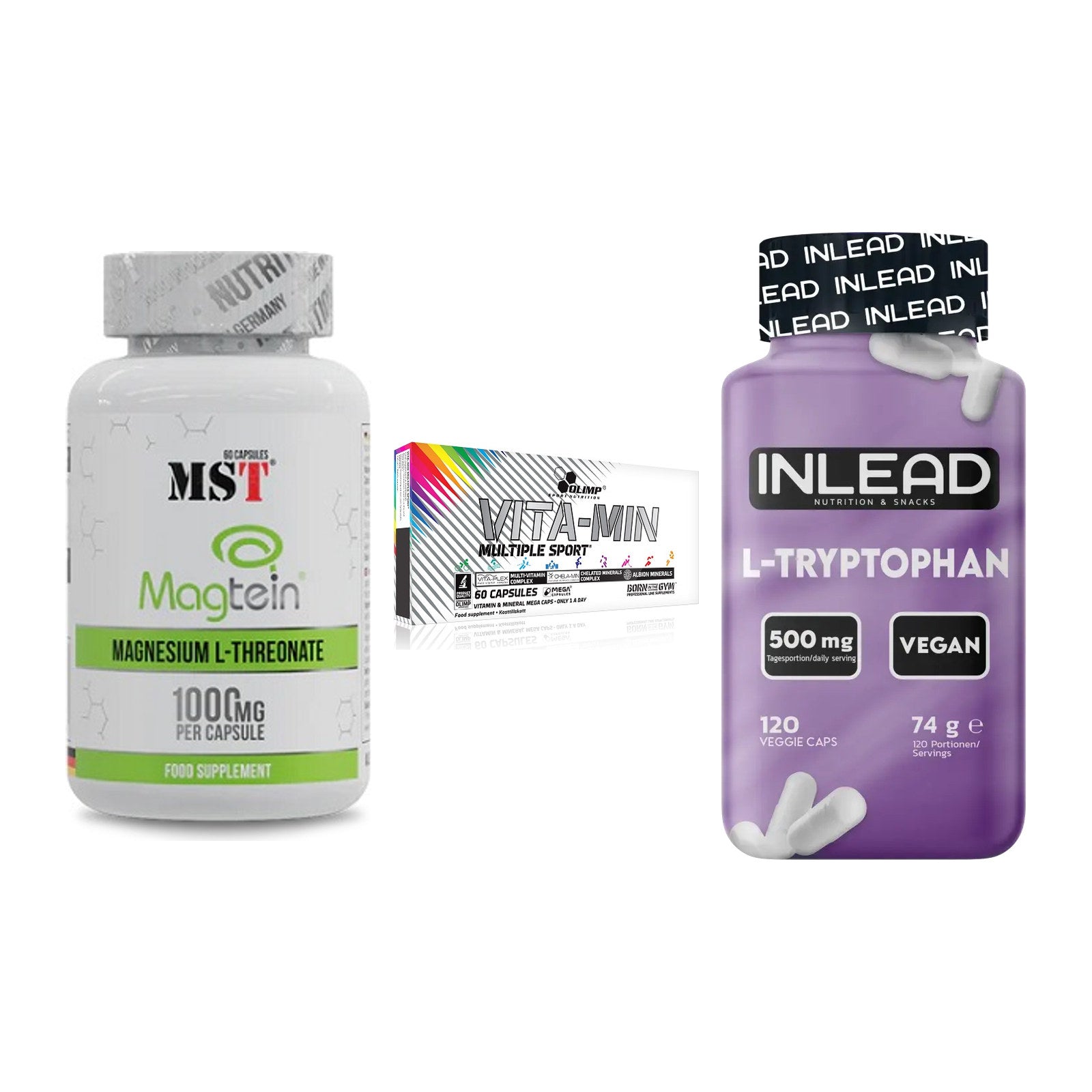 Ausdauer-Set: MST Magnesium + Olimp Vita-Min + INLEAD L-Tryptop – alle enthaltenen Artikel