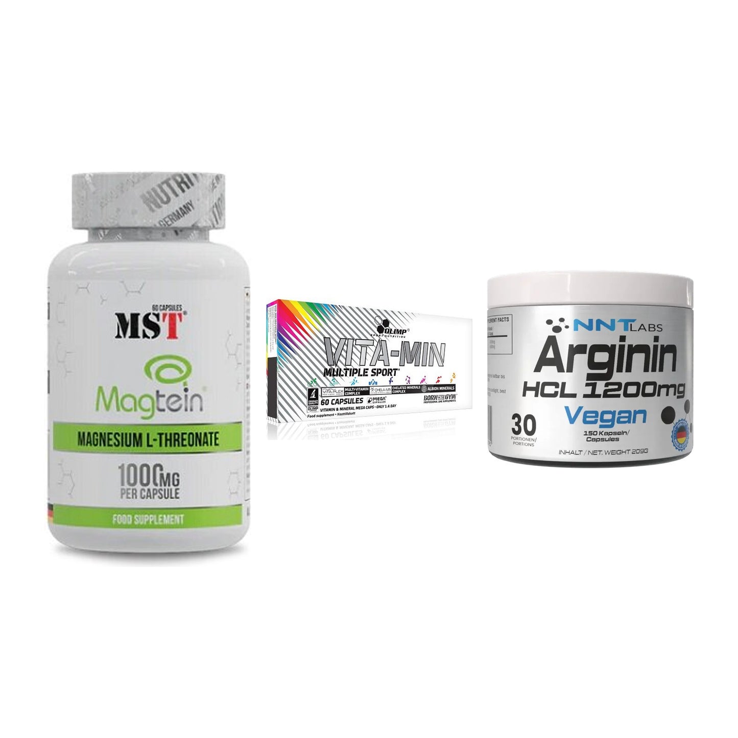 Ausdauer-Set: MST Magnesium + Olimp Vita-Min + NNT Arginin HCL – alle enthaltenen Artikel