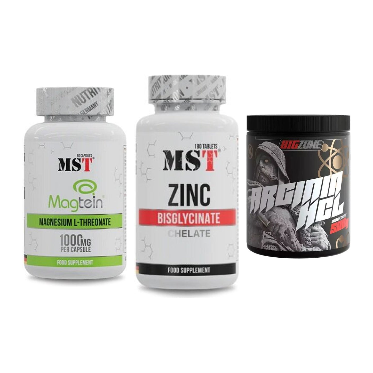 Ausdauer-Set: MST Magnesium + MST Zinc Chelate + Big Zone Arginin – alle enthaltenen Artikel
