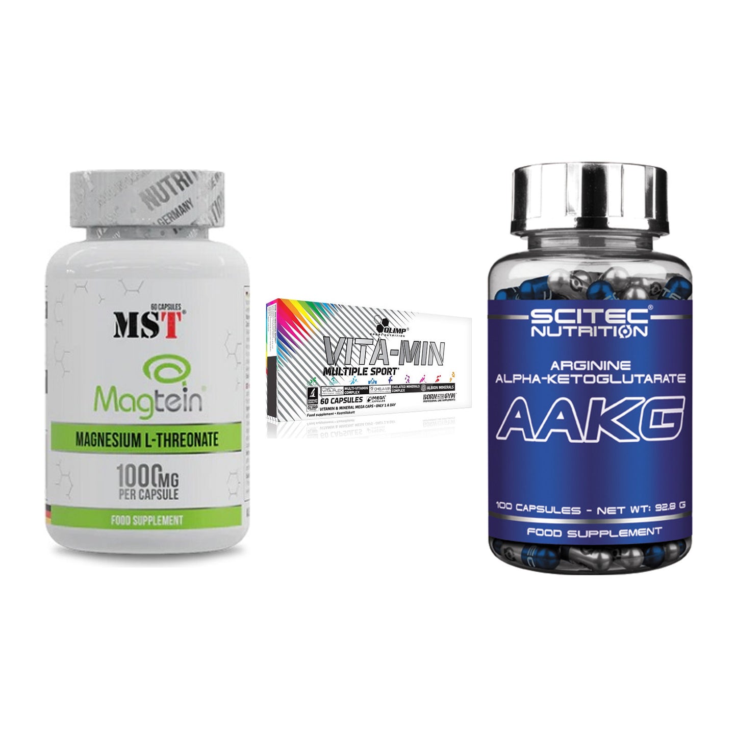 Ausdauer-Set: MST Magnesium + Olimp Vita-Min + Scitec AAKG – alle enthaltenen Artikel