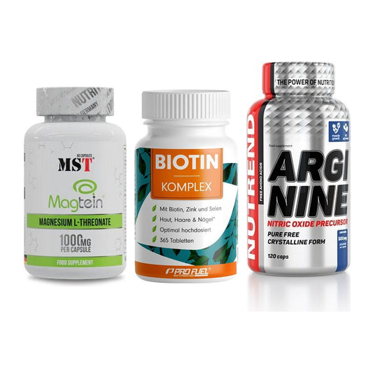Ausdauer-Set: MST Magnesium + ProFuel BIOTIN + Nutrend Arginine – alle enthaltenen Artikel