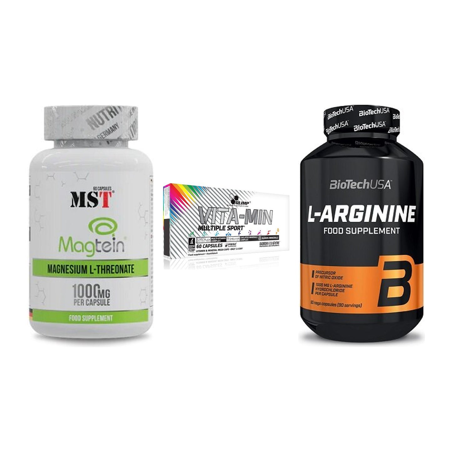 Ausdauer-Set: MST Magnesium + Olimp Vita-Min + BioTech L-Argini – alle enthaltenen Artikel