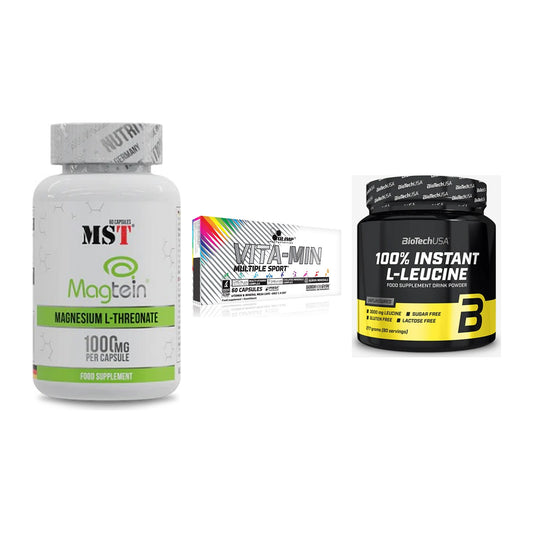 Ausdauer-Set: MST Magnesium + Olimp Vita-Min + BioTech 100% – alle enthaltenen Artikel