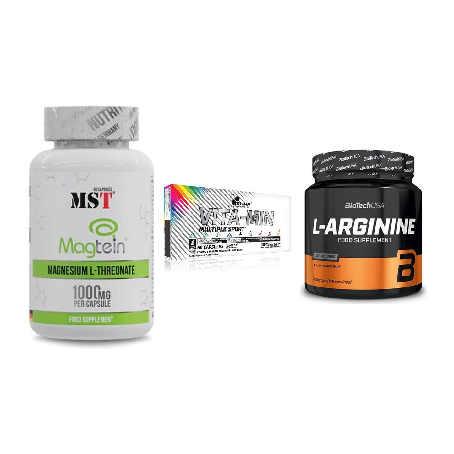 Ausdauer-Set: MST Magnesium + Olimp Vita-Min + BioTech L-Argini – alle enthaltenen Artikel