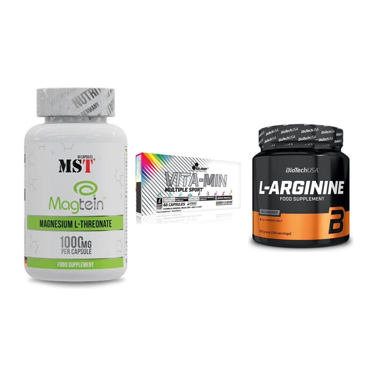 Ausdauer-Set: MST Magnesium + Olimp Vita-Min + BioTech L-Argini – alle enthaltenen Artikel