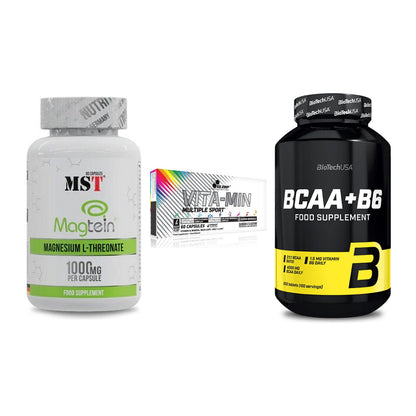 Ausdauer-Set: MST Magnesium + Olimp Vita-Min + BioTech BCAA+B6 – alle enthaltenen Artikel