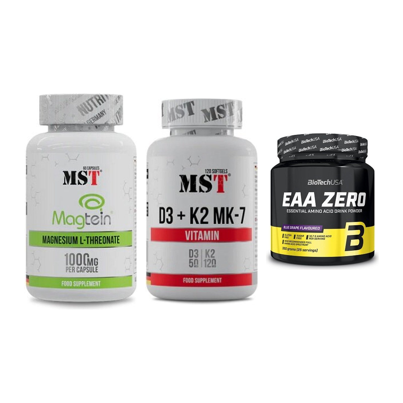 Ausdauer-Set: MST Magnesium + MST Vitamin D3 + BioTech EAA Zero – alle enthaltenen Artikel