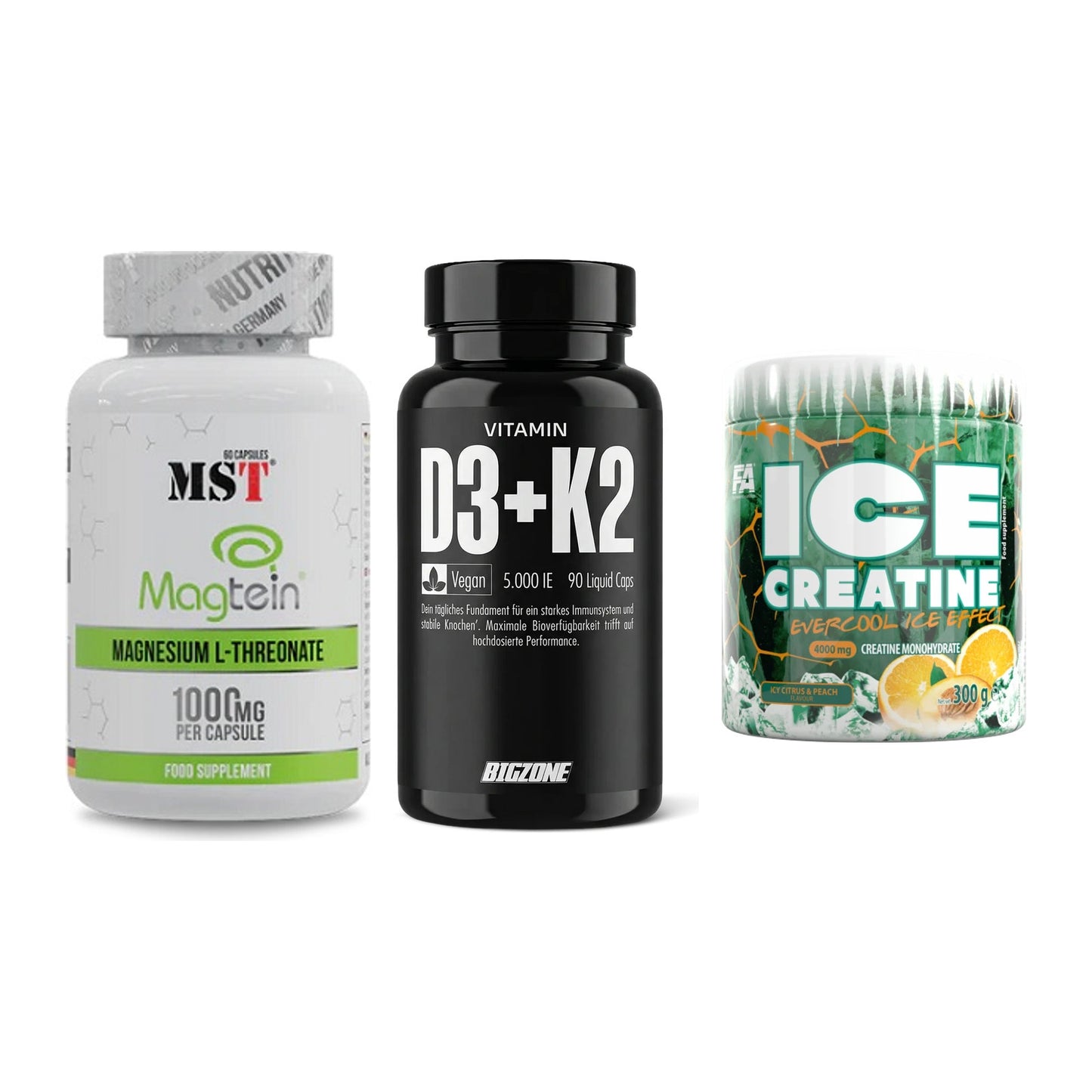 Ausdauer-Set: MST Magnesium + Big Zone Vitamin + FA Nutrition ICE – alle enthaltenen Artikel