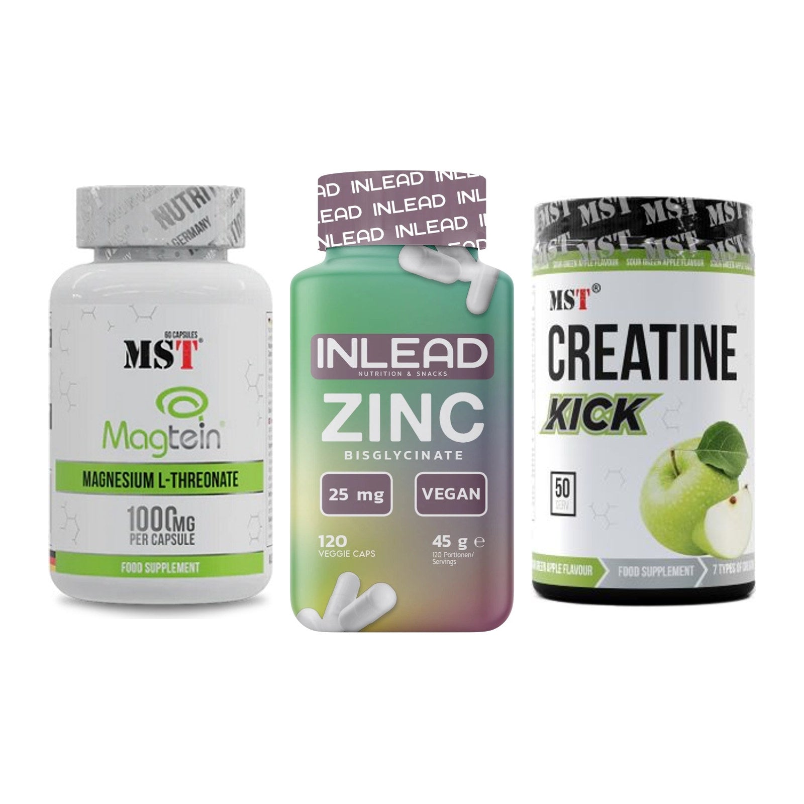 Ausdauer-Set: MST Magnesium + INLEAD Zink + MST Creatine – alle enthaltenen Artikel