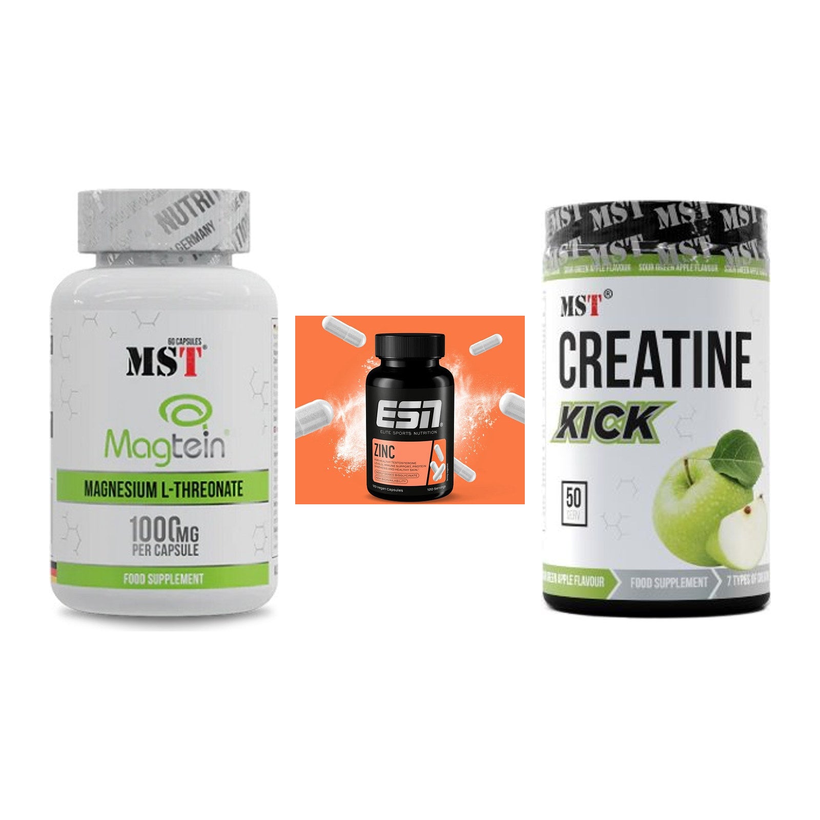 Ausdauer-Set: MST Magnesium + ESN Zinc + MST Creatine – alle enthaltenen Artikel
