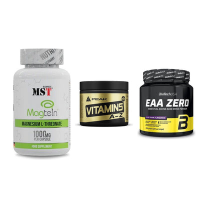 Ausdauer-Set: MST Magnesium + Peak Vitamin A-Z + BioTech EAA Zero – alle enthaltenen Artikel