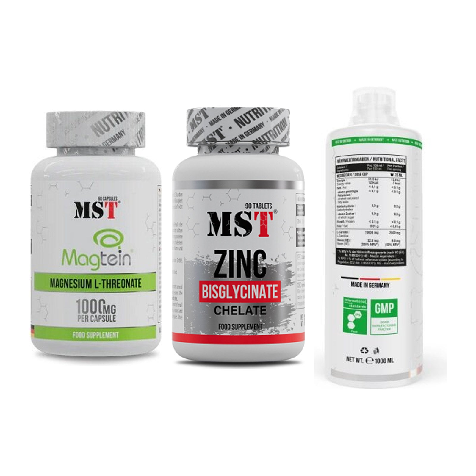 Ausdauer-Set: MST Magnesium + MST Zinc Chelate + MST L-Carnitine – alle enthaltenen Artikel