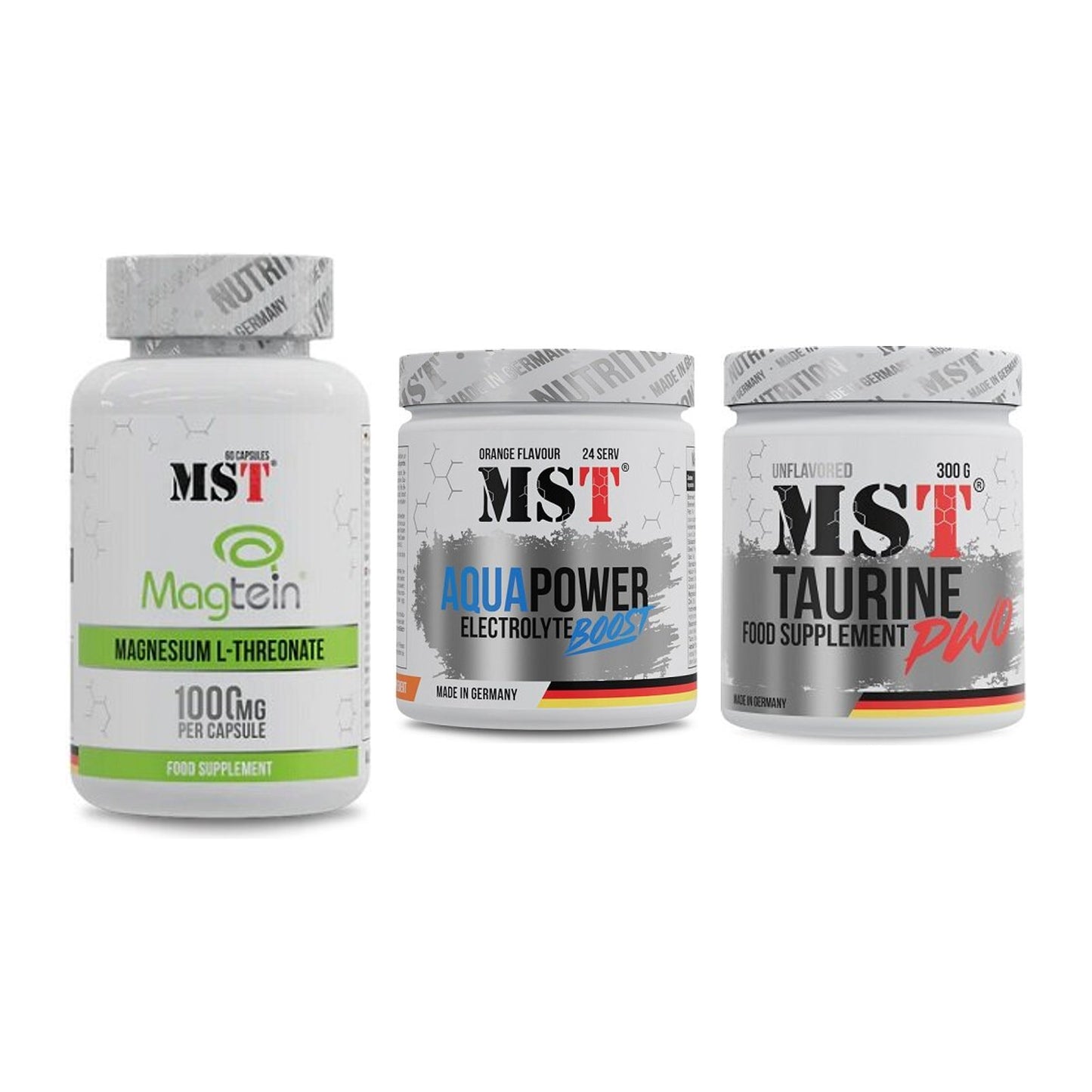 Ausdauer-Set: MST Magnesium + MST Aqua Power + MST Taurine – alle enthaltenen Artikel