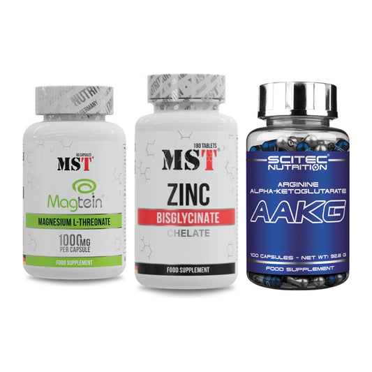Ausdauer-Set: MST Magnesium + MST Zinc Chelate + Scitec AAKG – alle enthaltenen Artikel