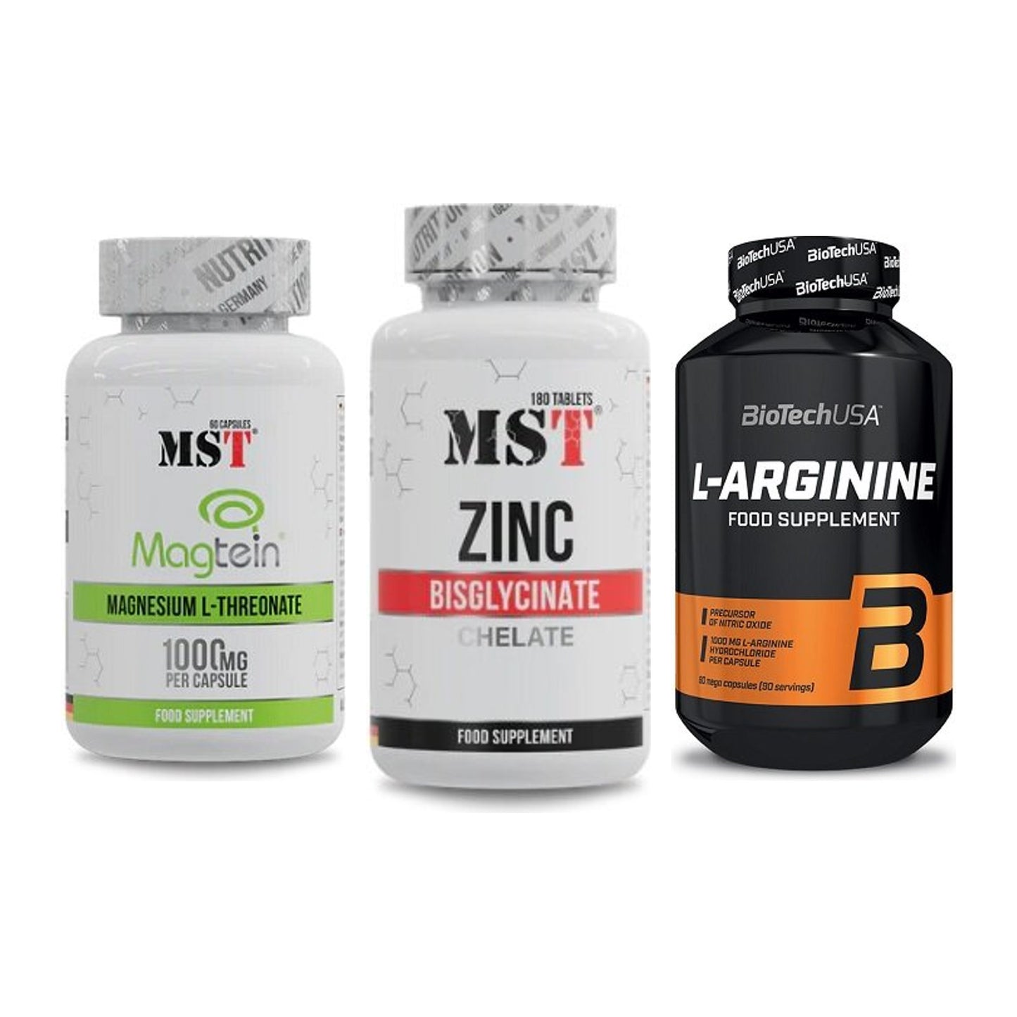 Ausdauer-Set: MST Magnesium + MST Zinc Chelate + BioTech L-Argini – alle enthaltenen Artikel