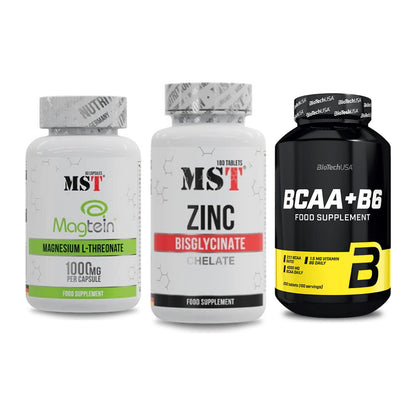 Ausdauer-Set: MST Magnesium + MST Zinc Chelate + BioTech BCAA+B6 – alle enthaltenen Artikel