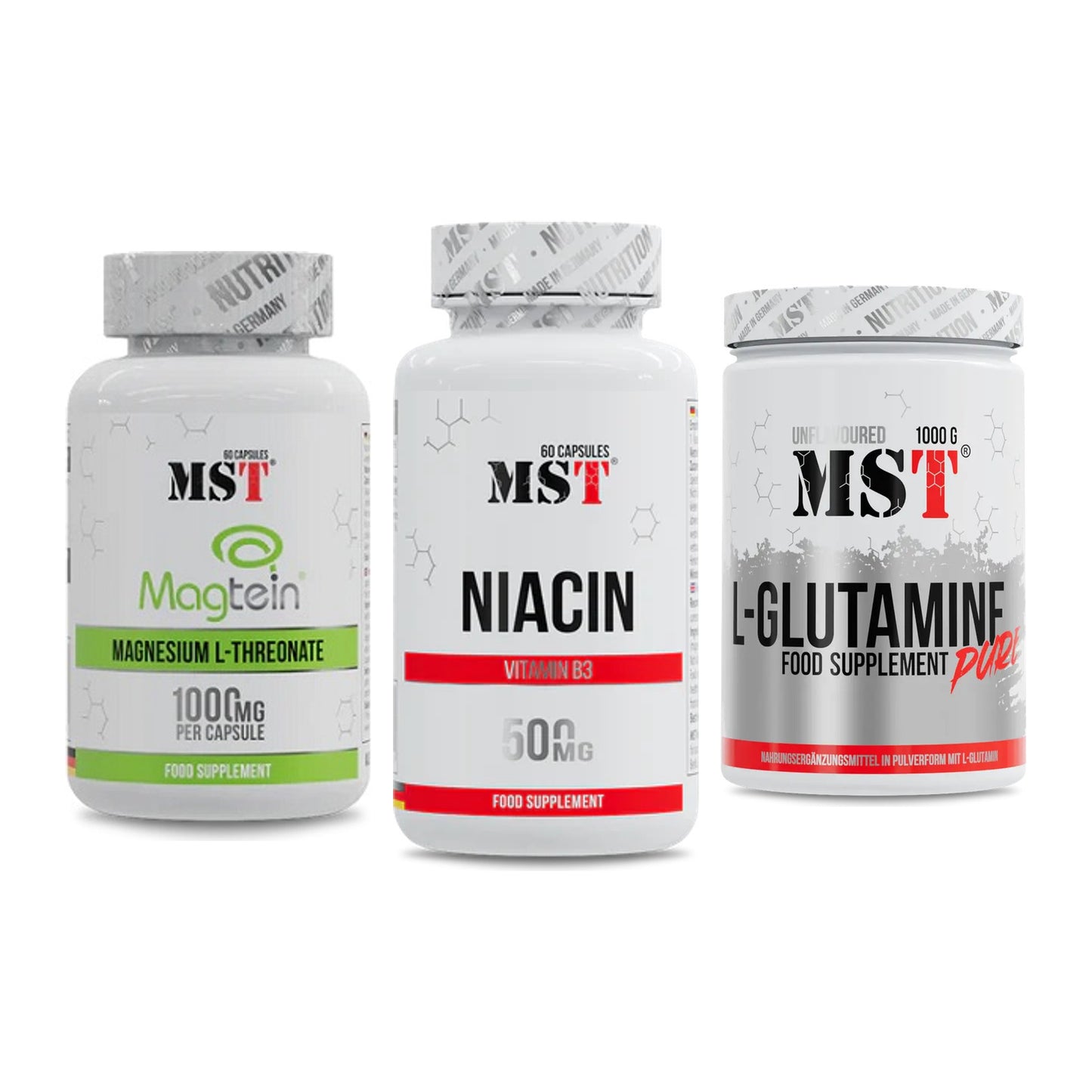 Ausdauer-Set: MST Magnesium + MST Niacin + MST Glutamine – alle enthaltenen Artikel