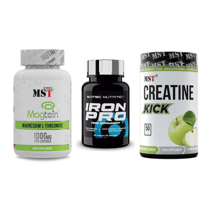 Ausdauer-Set: MST Magnesium + Scitec Iron Pro + MST Creatine – alle enthaltenen Artikel
