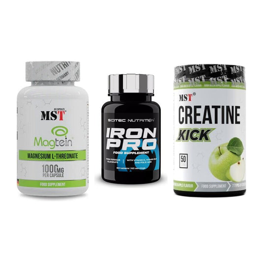Ausdauer-Set: MST Magnesium + Scitec Iron Pro + MST Creatine – alle enthaltenen Artikel
