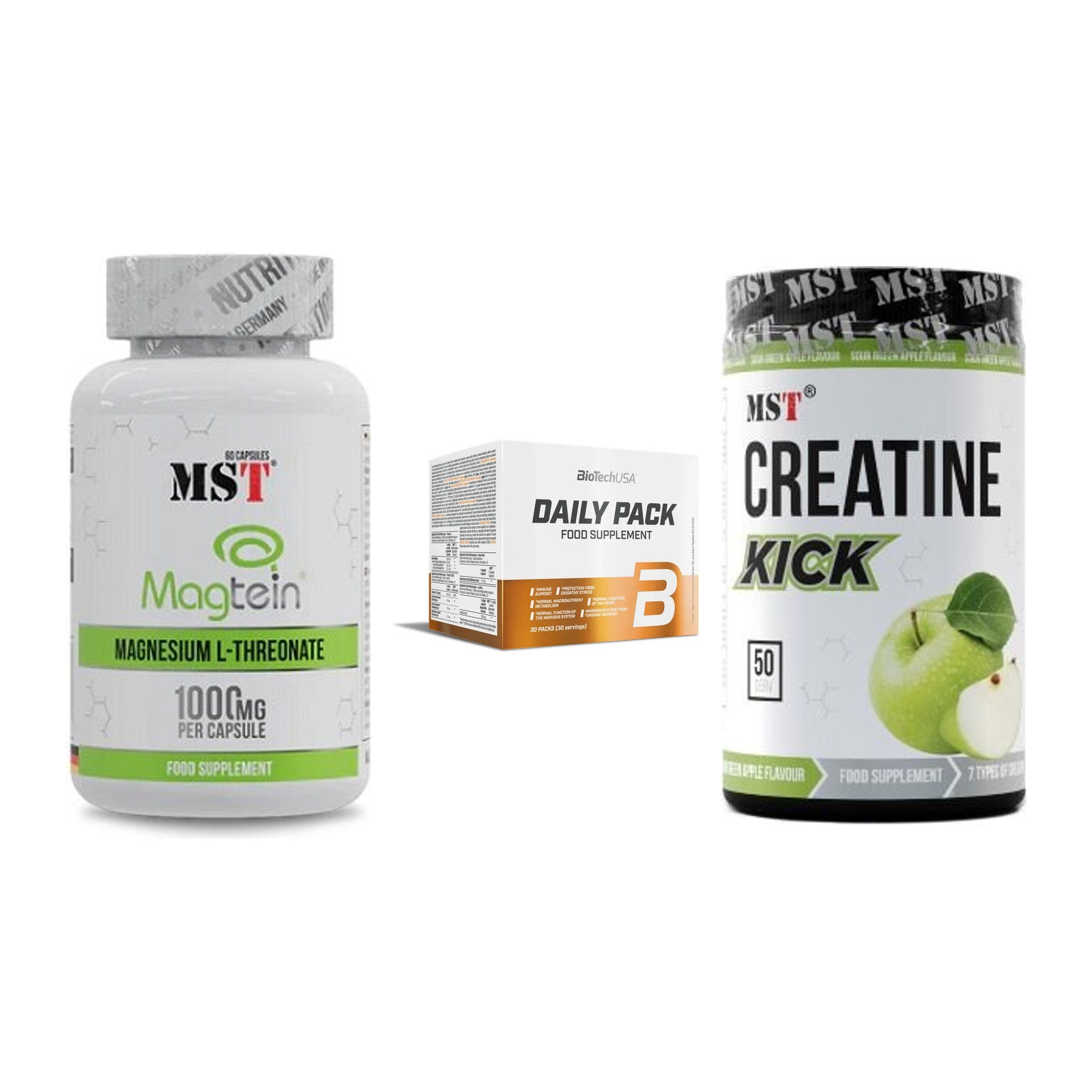 Ausdauer-Set: MST Magnesium + BioTech Daily + MST Creatine – alle enthaltenen Artikel