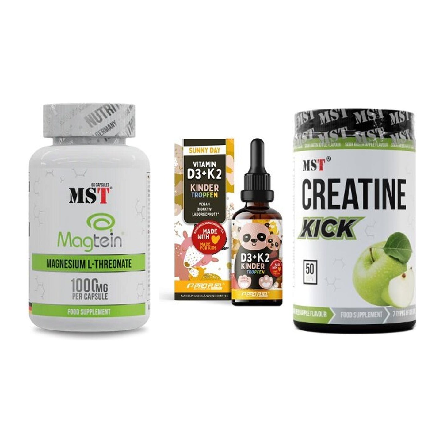 Ausdauer-Set: MST Magnesium + ProFuel VITAMIN + MST Creatine – alle enthaltenen Artikel