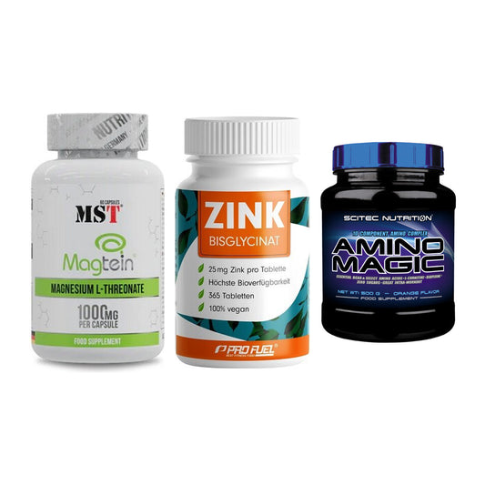 Ausdauer-Set: MST Magnesium + ProFuel Zink + Scitec Amino – alle enthaltenen Artikel