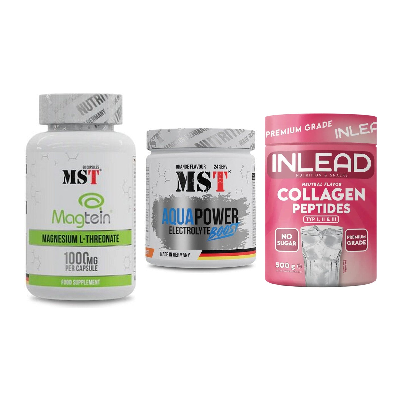 Ausdauer-Set: MST Magnesium + MST Aqua Power + INLEAD Collagen – alle enthaltenen Artikel