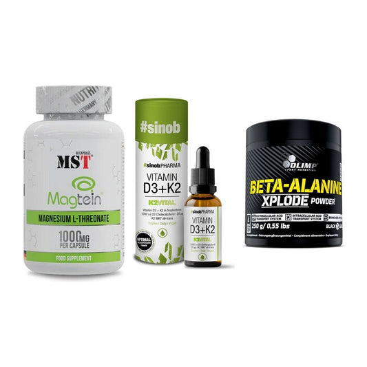 Ausdauer-Set: MST Magnesium + Sinob Vitamin D3 + Olimp Beta-Alani – alle enthaltenen Artikel