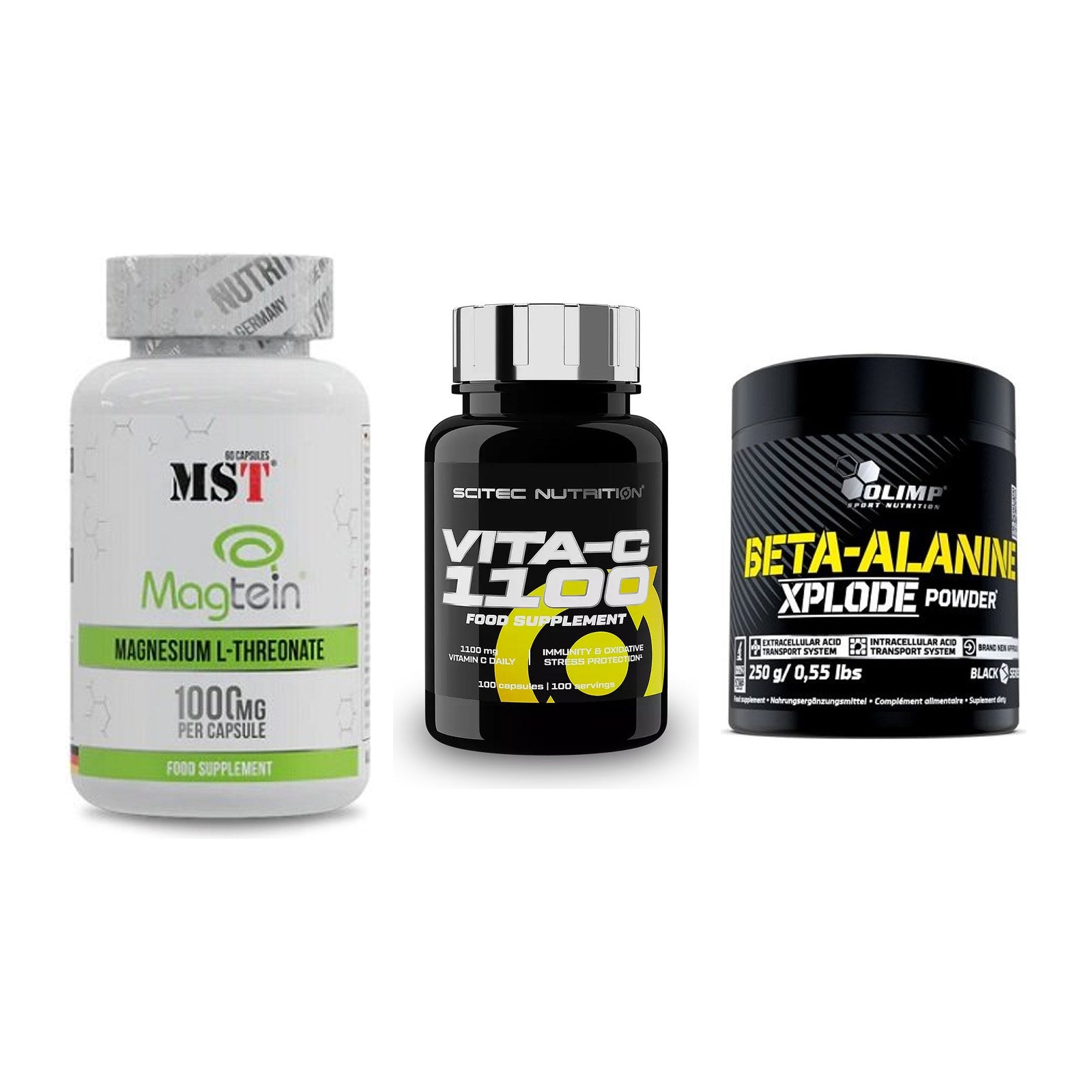 Ausdauer-Set: MST Magnesium + Scitec Vitamin C + Olimp Beta-Alani – alle enthaltenen Artikel