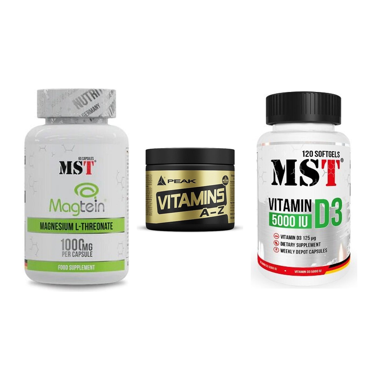 Ausdauer-Set: MST Magnesium + Peak Vitamin A-Z + MST Vitamin D3 – alle enthaltenen Artikel