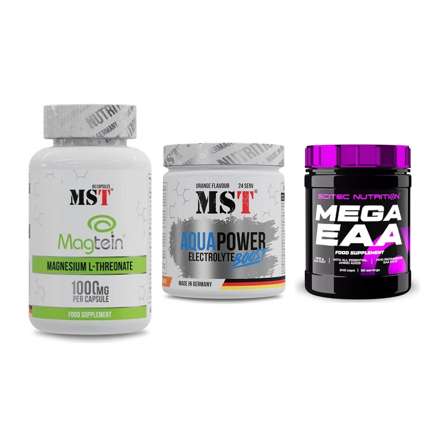 Ausdauer-Set: MST Magnesium + MST Aqua Power + Scitec Mega EAA – alle enthaltenen Artikel