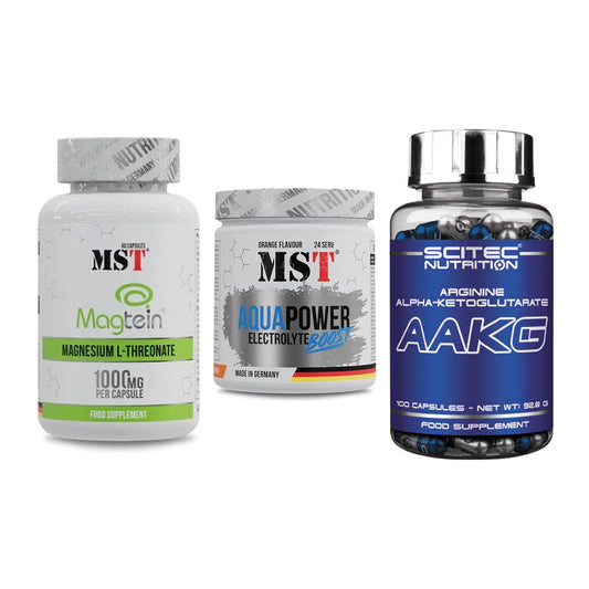 Ausdauer-Set: MST Magnesium + MST Aqua Power + Scitec AAKG – alle enthaltenen Artikel