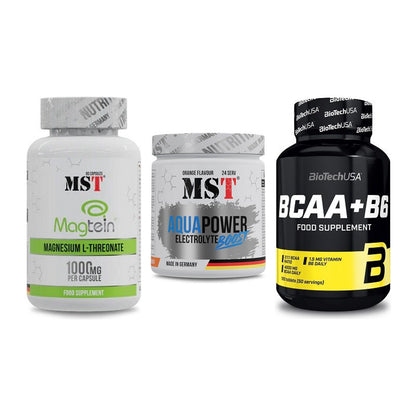 Ausdauer-Set: MST Magnesium + MST Aqua Power + BioTech BCAA+B6 – alle enthaltenen Artikel