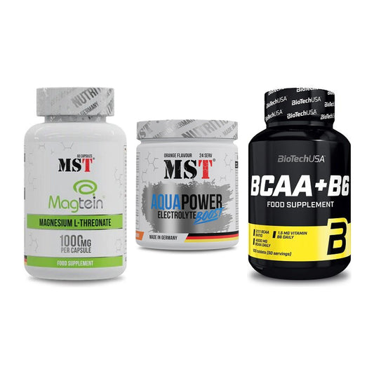 Ausdauer-Set: MST Magnesium + MST Aqua Power + BioTech BCAA+B6 – alle enthaltenen Artikel