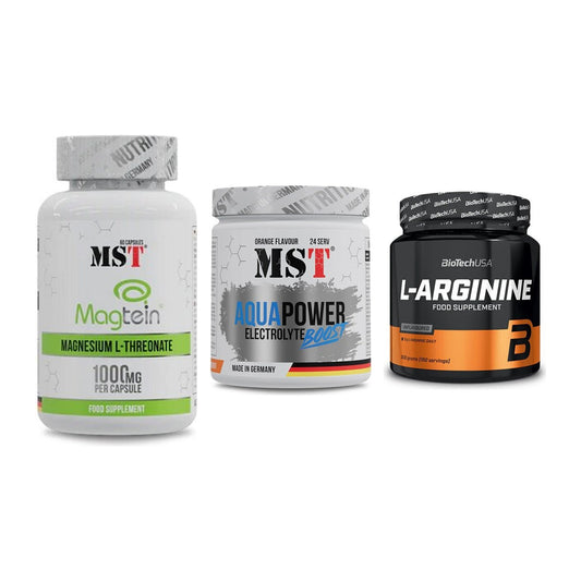 Ausdauer-Set: MST Magnesium + MST Aqua Power + BioTech L-Argini – alle enthaltenen Artikel