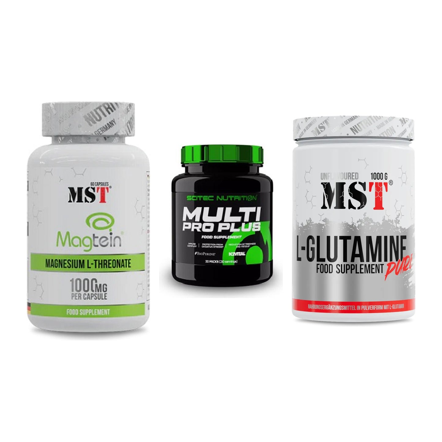 Ausdauer-Set: MST Magnesium + Scitec Multi Pro + MST Glutamine – alle enthaltenen Artikel
