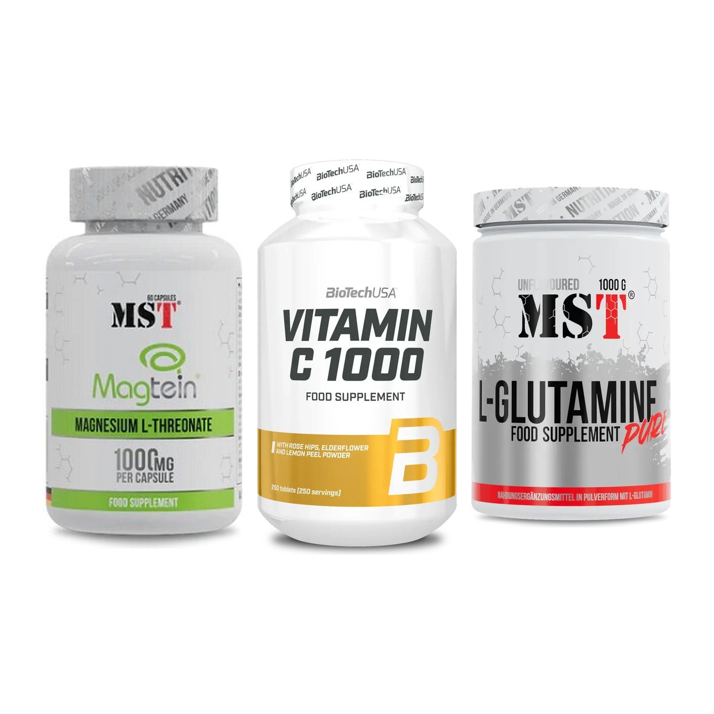 Ausdauer-Set: MST Magnesium + BioTech Vitamin + MST Glutamine – alle enthaltenen Artikel