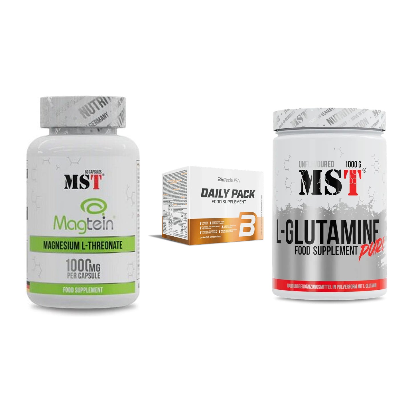 Ausdauer-Set: MST Magnesium + BioTech Daily + MST Glutamine – alle enthaltenen Artikel