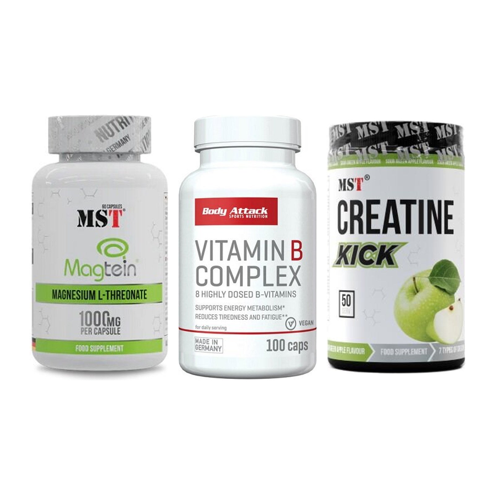 Ausdauer-Set: MST Magnesium + Body Attack + MST Creatine – alle enthaltenen Artikel