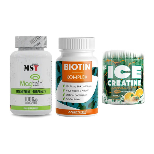 Ausdauer-Set: MST Magnesium + ProFuel BIOTIN + FA Nutrition ICE – alle enthaltenen Artikel