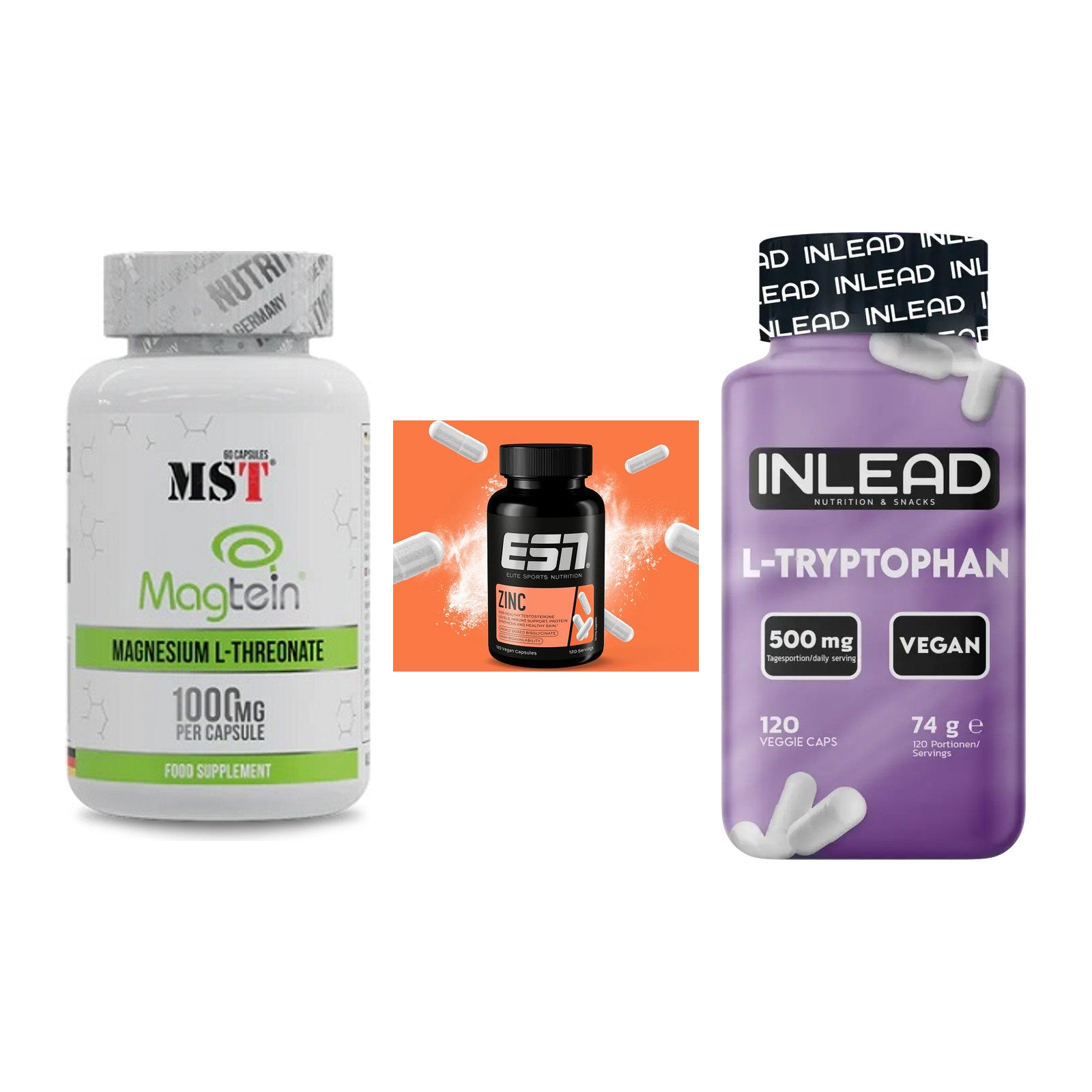 Ausdauer-Set: MST Magnesium + ESN Zinc + INLEAD L-Tryptop – alle enthaltenen Artikel