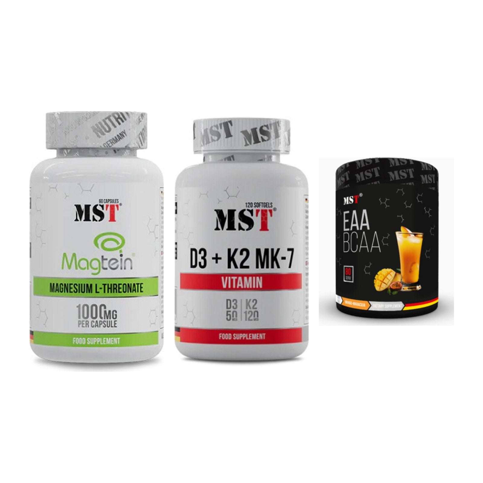 Ausdauer-Set: MST Magnesium + MST Vitamin D3 + MST EAA & BCAA – alle enthaltenen Artikel