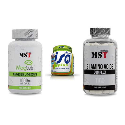 Ausdauer-Set: MST Magnesium + Olimp Iso Plus + MST 21 Amino – alle enthaltenen Artikel