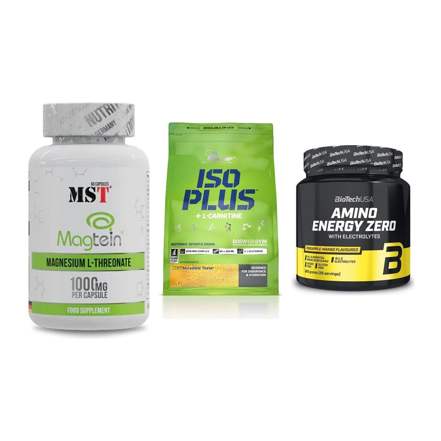 Ausdauer-Set: MST Magnesium + Olimp Iso Plus + BioTech Amino – alle enthaltenen Artikel