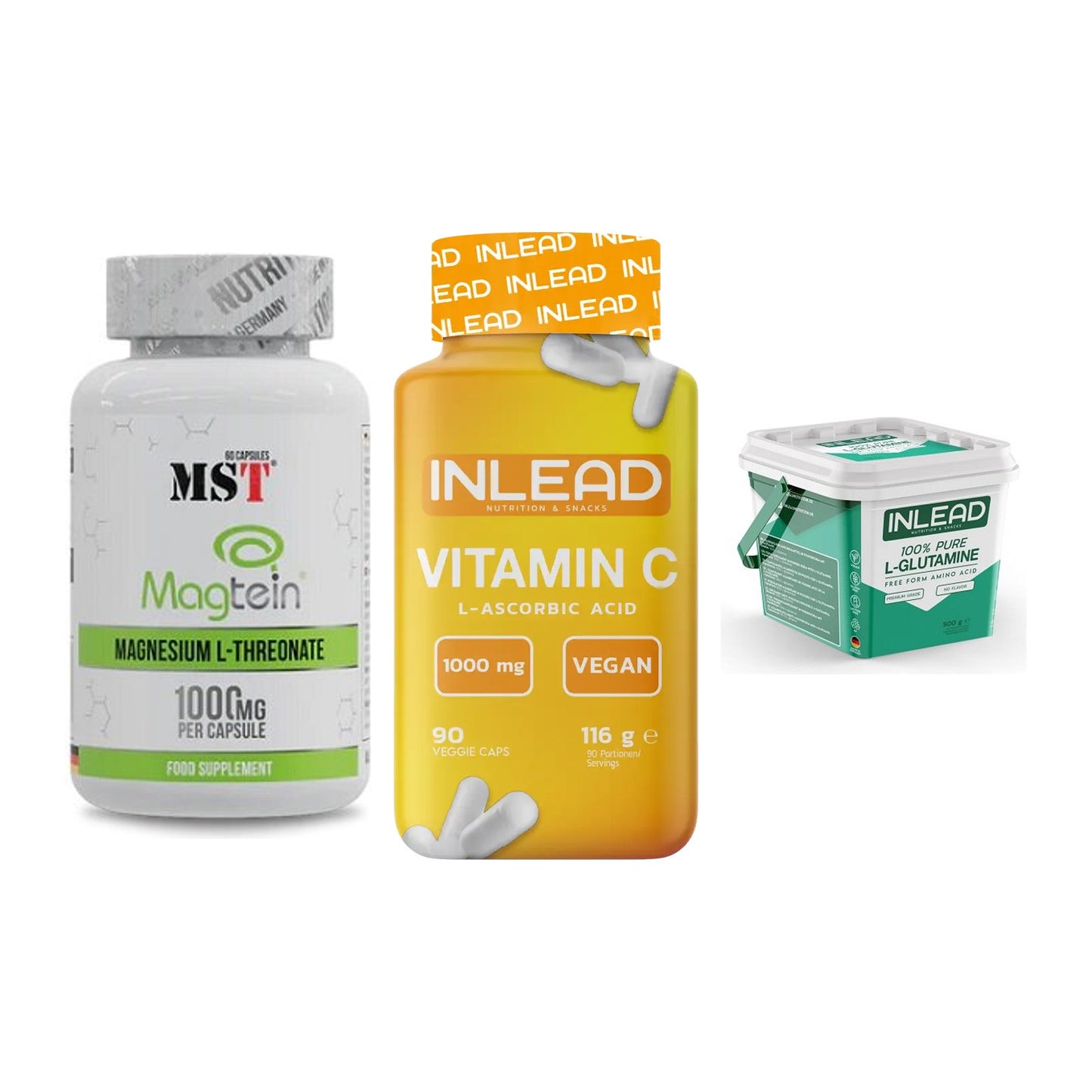 Ausdauer-Set: MST Magnesium + INLEAD Vitamin C + INLEAD L-Glutami – alle enthaltenen Artikel