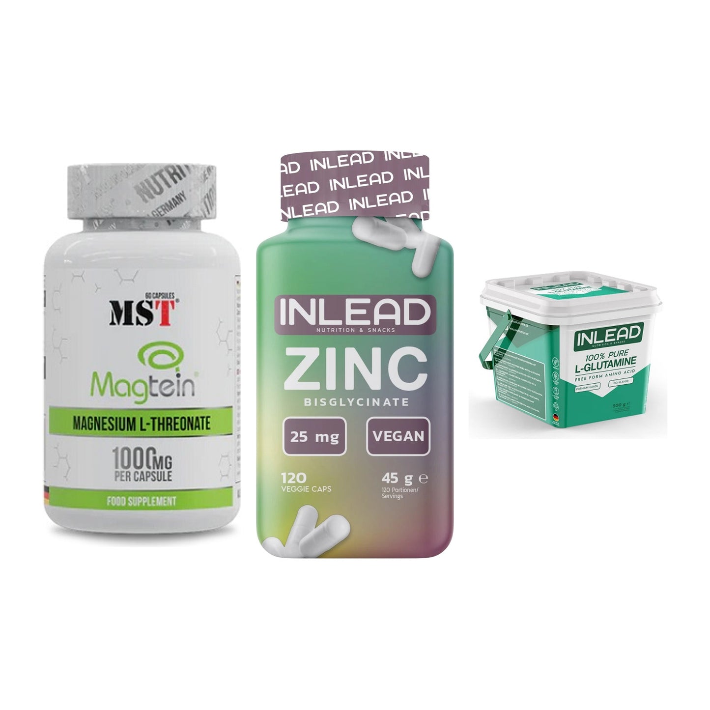 Ausdauer-Set: MST Magnesium + INLEAD Zink + INLEAD L-Glutami – alle enthaltenen Artikel