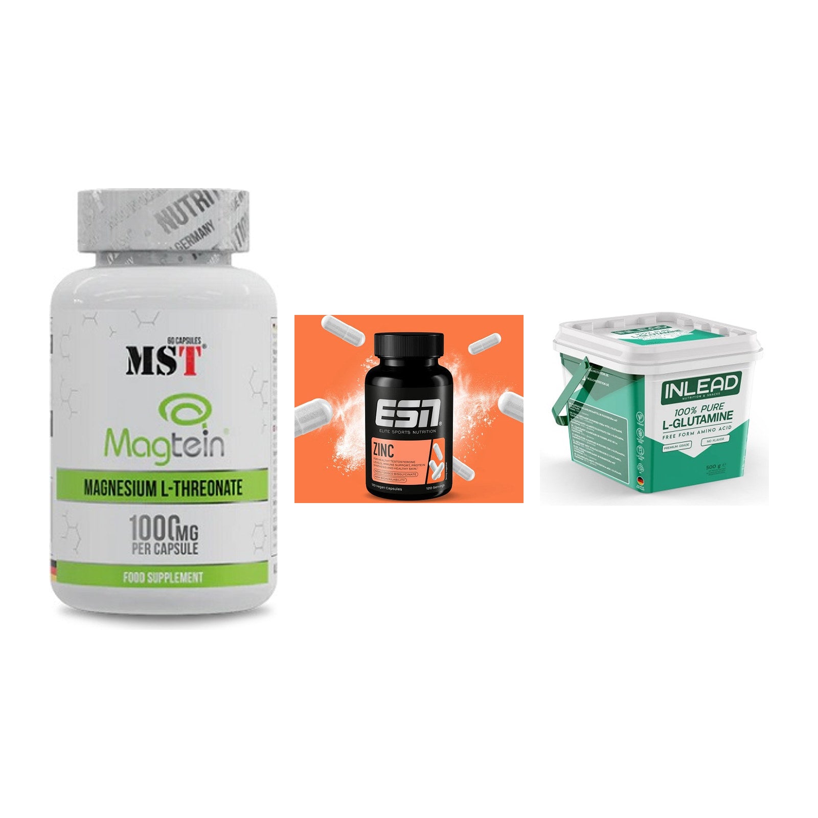 Ausdauer-Set: MST Magnesium + ESN Zinc + INLEAD L-Glutami – alle enthaltenen Artikel