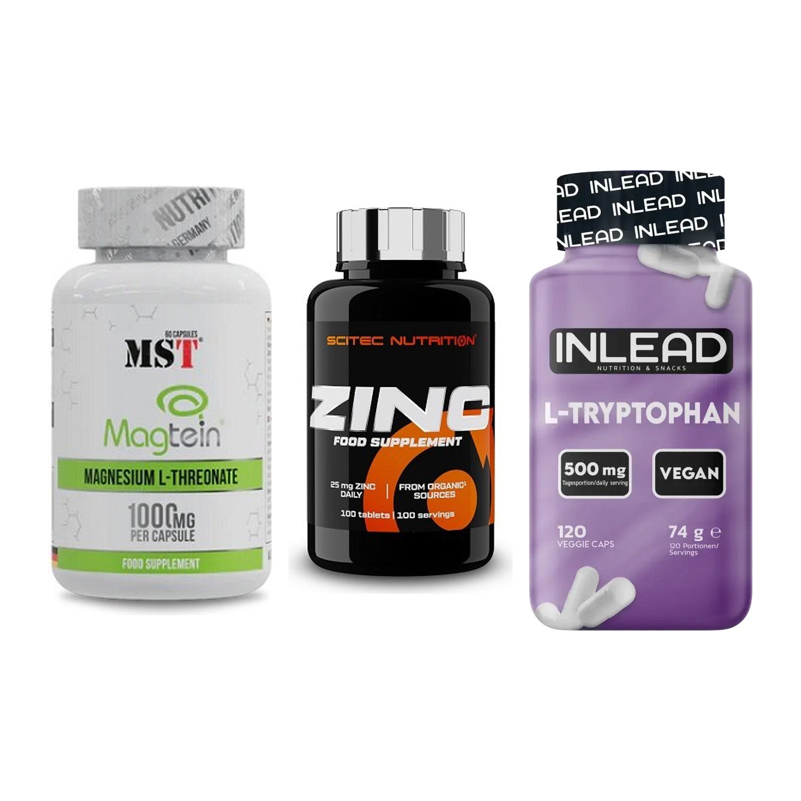 Ausdauer-Set: MST Magnesium + Scitec Zinc + INLEAD L-Tryptop – alle enthaltenen Artikel