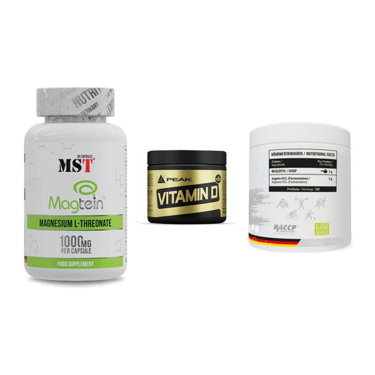 Ausdauer-Set: MST Magnesium + Peak Vitamin D + MST Arginine HCL – alle enthaltenen Artikel