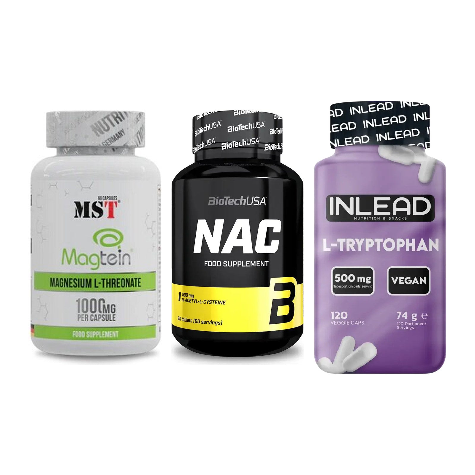 Ausdauer-Set: MST Magnesium + BioTech NAC + INLEAD L-Tryptop – alle enthaltenen Artikel